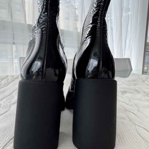 L'INTERVALLE Chunky Heels Ankle Boots - Black Patent - Size 38 - Picture 2 of 12